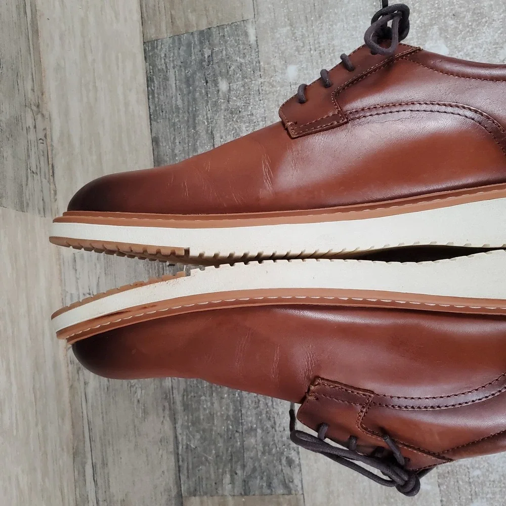 Nordstrom Rack Mens Oxford Sz 13 M Cognac Leather Casual Lace Up Plain Toe